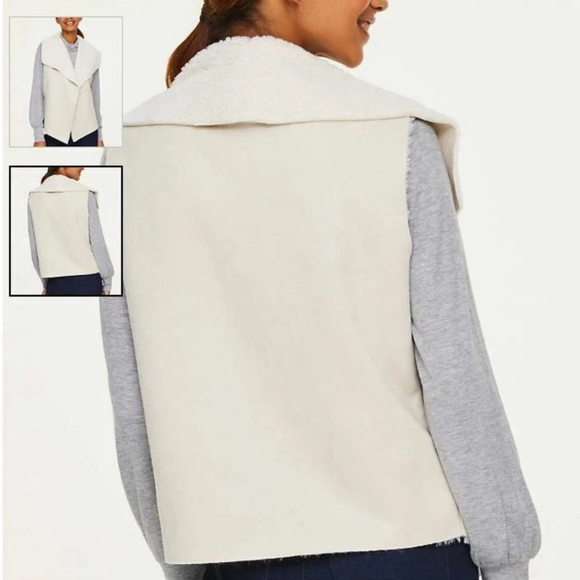 LOFT OUTLET FAUX FUR CREAM SHERPA VEST SIZE L - Picture 4 of 5